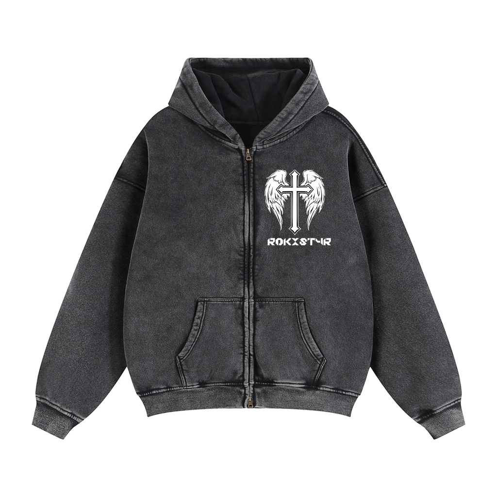 Zip-Through Boxy Fleece Hoodie