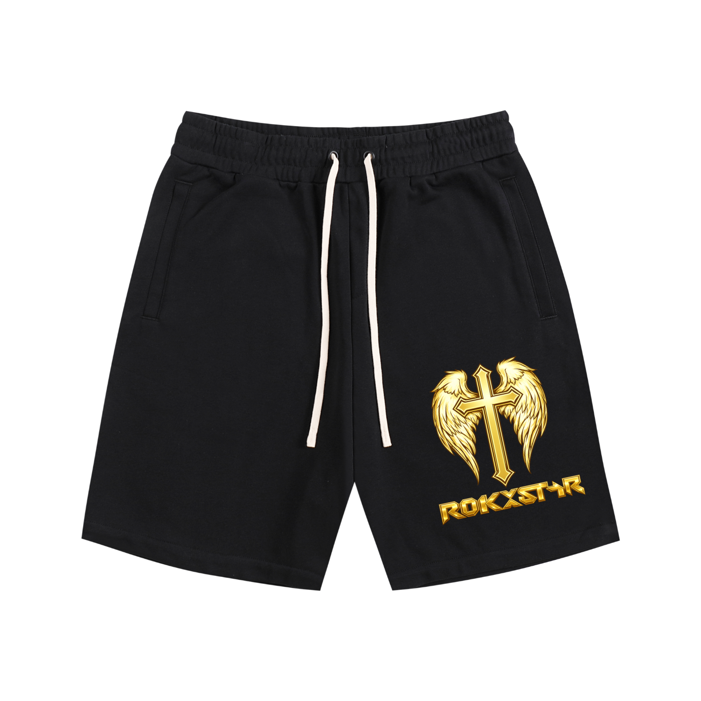 Gold and Black Cotton Shorts